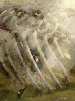 Rule 34 | 1boy, blonde hair, blood, boots, capelet, commentary request, erwin smith, green capelet, highres, kasagana i, looking at viewer, looking up, male focus, pants, ribs, shingeki no kyojin, skeleton, smoke, solo, standing, white pants