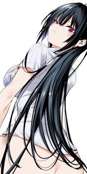 1girl ass blue_bra bra breasts butt_crack haite_kudasai_takamine-san hiiragi_yuuichi large_breasts long_hair looking_back no_panties original shirt solo takamine_takane underwear