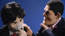 2014 6+boys animated exercising falco_lombardi fox_mccloud goomba highres iwata_satoru miyamoto_shigeru multiple_boys muppets mushroom nintendo office peppy_hare pipe puppet reggie_fils-aime sound tagme transformation video