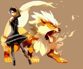 Rule 34 | 00s, 1girl, arcanine, bad id, bad pixiv id, blue eyes, fire, gen 1 pokemon, gothic lolita, holding, holding poke ball, lolita fashion, marley (pokemon), morino, nintendo, pantyhose, poke ball, pokemon, pokemon (creature), pokemon dppt