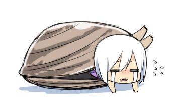 blush chibi clam clam_shell crying crying_with_eyes_closed flying_sweatdrops hair_in_face hoozuki_suigetsu male_focus naruto_(series) naruto_shippuuden nose_blush open_mouth purple_shirt sad sharp_teeth shirt solo spiked_hair streaming_tears stuck_in_object t_t tears teeth white_background white_hair