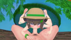 1boy 1girl 3d animated blue_eyes brown_hair clothed_female_nude_male fellatio freckles heart heart-shaped_pupils hetero indie_virtual_youtuber koikatsu_(medium) lily_hopkins loli lolianon_(pixiv93529273) looking_at_viewer nude oral outdoors penis pond pov pov_crotch solo_focus sound symbol-shaped_pupils tagme testicles video virtual_youtuber