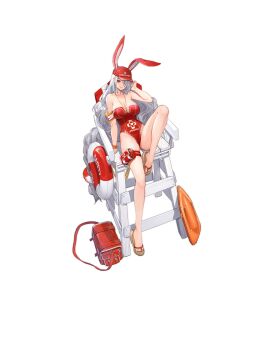 Rule 34 | 1girl, absurdly long hair, animal ears, azur lane, bare shoulders, baseball cap, beach umbrella, breasts, chair, cleavage, collarbone, dishwasher1910, donut innertube, fake animal ears, feet, flip-flops, full body, grey hair, hair over one eye, hat, highleg, highleg one-piece swimsuit, highres, innertube, large breasts, leg up, legs, lifebuoy, lifeguard, lifeguard chair, long hair, looking at viewer, mole, mole on body, mole under eye, nail polish, official alternate costume, official art, one-piece swimsuit, one eye covered, pouch, prinz heinrich (azur lane), prinz heinrich (rabbit on watch) (azur lane), promotional art, red eyes, red hat, red one-piece swimsuit, sandals, solo, strapless, strapless one-piece swimsuit, sunglasses, swim ring, swimsuit, thigh pouch, toenail polish, toenails, toes, transparent background, umbrella, very long hair, water, whistle, whistle around neck, white hair