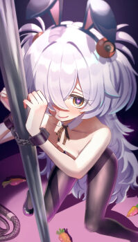 1girl blue_archive heart heart-shaped_pupils highres kanoe_(blue_archive) kareta_suika legs loli playboy_bunny restrained solo standing symbol-shaped_pupils thighs