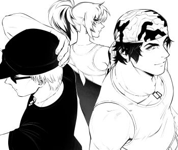 00a3af_231 1girl clark_still earrings female_focus highres jewelry leona_heidern long_hair military ponytail ralf_jones shirt tank_top the_king_of_fighters