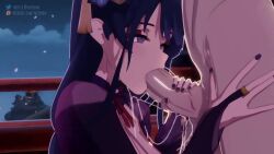 1boy 1girl after_fellatio animated artist_name blush breasts breasts_apart breasts_out bridal_gauntlets castle clothed_female_nude_male cloud cum cum_in_mouth cum_on_body cumdrip deepthroat ejaculation embarrassed fellatio flower from_below from_side genshin_impact hair_flower hair_ornament hair_over_one_eye hetero japanese_clothes kneeling lantern large_breasts large_penis large_testicles long_hair looking_to_the_side moaning mole mole_under_eye nepopan night nipples nude oral patreon_username penis perky_breasts pleasedbyviolet pulsating_cumshot purple_eyes purple_hair raiden_shogun railing saliva saliva_trail shiny_skin sidelocks sound tagme testicles twitter_username uncensored veins veiny_penis video