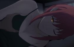 1boy 1girl animated bed breasts camisole chainsaw_man closed_eyes collarbone denji_(chainsaw_man) feigning_sleep grabbing_another's_breast groping head_on_pillow hetero indoors kizu large_breasts looking_at_viewer looking_down looping_animation makima_(chainsaw_man) off_shoulder one_eye_closed pillow pov pov_hands red_eyes red_hair ringed_eyes sidelocks sleep_molestation sleeping smile solo_focus sound video yellow_eyes