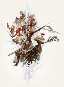 Rule 34 | 4girls, 6+boys, absurdres, adventurer (ff14), alisaie leveilleur, alphinaud leveilleur, animal ears, animal hood, armor, cat ears, cat hood, crystal, dress, elezen, elf, estinien varlineau, final fantasy, final fantasy xiv, g'raha tia, grey hair, gunblade, highres, hood, hyur, jacket, krile baldesion (ff14), lalafell, looking at viewer, mage staff, miqo'te, multiple boys, multiple girls, official art, pointy ears, polearm, promotional art, red hair, red jacket, shirt, spear, staff, sword, takahashi kazuya, tataru taru, thancred waters, third-party source, urianger augurelt, warrior of light (ff14), weapon, white shirt, y'shtola rhul