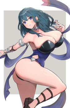 1girl adapted_costume blue_eyes blue_hair dancer_(fire_emblem:_three_houses) female_byleth_(fire_emblem) female_focus fire_emblem fire_emblem:_three_houses gonzarez hair_between_eyes medium_hair nintendo solo