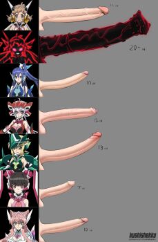 6+futa absurdres akatsuki_kirika animal_penis artist_name blonde_hair blue_eyes blue_hair blush breasts brown_eyes brown_hair chart comparison erection futanari headgear highres horse_penis kazanari_tsubasa kushishekku looking_at_viewer maria_cadenzavna_eve multiple_futa penis penis_chart penis_comparison penis_size_comparison penis_size_difference pink_hair purple_eyes red_eyes senki_zesshou_symphogear short_hair small_breasts smile tachibana_hibiki_(symphogear) testicles tsukuyomi_shirabe uncensored upper_body white_hair yukine_chris