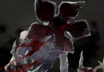 1other black_background blood blood_on_hands chinese_commentary colored_skin commentary_request dead_by_daylight demogorgon monster other_focus sharp_teeth solo stranger_things tagme teeth upper_body white_skin zxzy520