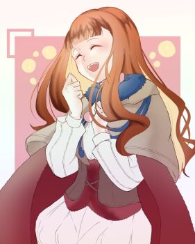 1girl artist_request black_clover closed_eyes long_hair mimosa_vermillion open_mouth orange_hair smile solo source_request