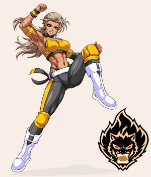 1girl highres muscular muscular_female original pants solo tagme taroimo_(00120014) wrestler wrestling_outfit