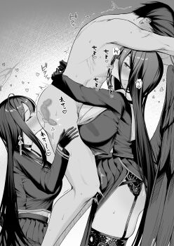 1boy 2girls absurdres anilingus anus assertive_female blue_archive blush breast_press breasts choker closed_eyes clothed_female_nude_male clothed_sex commentary_request face_in_ass feathered_wings female_rimming_male ffm_threesome from_side garter_straps gloves greyscale group_sex halo handsfree_paizuri hasumi_(blue_archive) heart hetero highres hug_and_suck ichika_(blue_archive) large_breasts licking licking_nipple monochrome multiple_girls nipple_stimulation nude open_mouth oral oral_sandwich paizuri penis prostate prostate_milking rikoping2000 saliva school_uniform sensei_(blue_archive) serafuku skirt standing standing_anilingus sweat thighhighs threesome tongue tongue_fuck tongue_out trembling wings x-ray