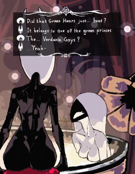 2girls arms_at_sides arthropod_girl ass back backboob bare_back bath bathing bathtub black_eyes black_skin blank_eyes breasts collarbone colored_skin commentary completely_nude curtains english_commentary from_behind hair_down highres hollow_knight hollow_knight:_silksong hornet_(hollow_knight) horns jaggy_lines lace_(hollow_knight) long_hair monster_girl multicolored_skin multiple_girls naked_towel nude partially_submerged same-sex_bathing shantysixix shared_bathing sitting steam towel twitter_username two-tone_skin white_eyes white_hair white_skin