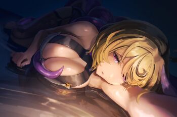 1girl blonde_hair breasts cleavage highres large_breasts tagme tsubakuro31 yidhari_murphy zenless_zone_zero