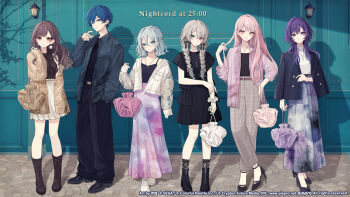 Rule 34 | 1boy, 1other, 25-ji kaito, 25-ji miku, 25-ji nightcord de. (project sekai), 4girls, akakura, akiyama mizuki, aqua eyes, aqua nails, arm at side, asahina mafuyu, bag, belt, black belt, black boots, black bow, black camisole, black dress, black jacket, black pants, black shirt, black shoes, black socks, blue eyes, blue hair, blue nails, boots, bow, braid, breast pocket, breasts, brown bag, brown belt, brown boots, brown bow, brown eyes, brown hair, brown jacket, brown pants, brown shirt, camisole, closed mouth, collarbone, collared jacket, commentary request, copyright notice, crossed ankles, dress, earrings, floral print, flower earrings, full body, grey hair, grey nails, grey scrunchie, grid print, group name, guest art, hair behind ear, hair between eyes, hair bow, half updo, hand in pocket, hand on own arm, hand on own hip, hand up, handbag, hatsune miku, heterochromia, high heels, highres, jacket, jacket on shoulders, jewelry, kaito (vocaloid), lace-up boots, lace socks, lapels, long bangs, long hair, long skirt, long sleeves, looking at viewer, low twin braids, medium breasts, multiple girls, multiple necklaces, multiple rings, nail polish, necklace, notched lapels, official alternate costume, official alternate hair length, official alternate hairstyle, official art, open clothes, open jacket, outdoors, pants, pink bag, pink eyes, pink hair, pink jacket, pink nails, pleated skirt, pocket, project sekai, purple bag, purple eyes, purple hair, purple nails, ribbed sweater, ring, scrunchie, second-party source, see-through clothes, see-through sleeves, shadow, shinonome ena, shirt, shoes, short hair, short sleeves, shoulder bag, side braid, sidelocks, single off shoulder, skirt, sleeveless, sleeveless shirt, sleeves past fingers, sleeves past wrists, sleeves pushed up, small breasts, smile, socks, spaghetti strap, standing, straight hair, sweater, turtleneck, turtleneck shirt, turtleneck sweater, twin braids, unbuttoned, vocaloid, wavy hair, white bag, white jacket, white shoes, white skirt, white sweater, wolf cut, wrist scrunchie, yoisaki kanade, zozotown