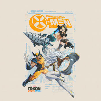 Rule 34 | 1boy, 3girls, absurdres, belt, blonde hair, boots, claw (weapon), danger (x-men), dark-skinned female, dark skin, drill, electricity, fighting stance, gloves, highres, loose belt, magik (x-men), marvel, marvel tokon: fighting souls, mask, multiple girls, official art, promotional art, robot girl, shawl, short shorts, shorts, storm (x-men), superhero costume, sword, tiara, very dark skin, weapon, white hair, wolverine (x-men), x-men