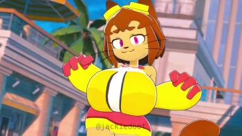 absurdres animal_ears animated bouncing_breasts breasts brown_hair cat_ears cat_girl cat_tail furry furry_female gameoverse gigantic_breasts highres huge_breasts jackiedoot kit_bodega large_breasts pink_eyes short_hair tagme tail thick_thighs thighs video