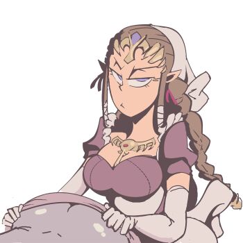 blue_eyes braid braided_ponytail brown_hair davewaterfalls maid nintendo pointy_ears princess_zelda simple_background the_legend_of_zelda the_legend_of_zelda:_twilight_princess tiara