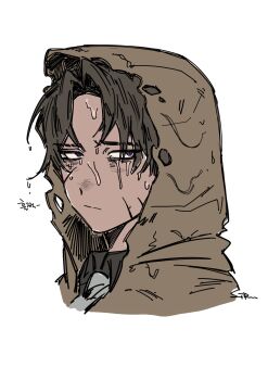 1boy black_shirt closed_mouth collared_shirt commentary_request dark-skinned_male dark_skin e.g.o_(project_moon) fedoarss1ru grey_necktie heathcliff_(project_moon) highres hood hood_up korean_commentary limbus_company looking_at_viewer necktie portrait project_moon scar scar_on_face shirt simple_background solo sunshower_(e.g.o) technology_liberation_alliance_(identity)_(project_moon) wet wet_clothes wet_hair white_background