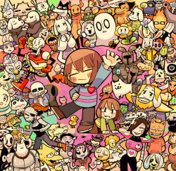 2others 6+boys 6+girls alphys annoying_dog arm_up arthropod_girl asgore_dreemurr asriel_dreemurr black_hair black_pants black_tank_top blonde_hair blue_jacket blue_skin blue_sweater blush_stickers boots bow brown_pants burgerpants chara_(undertale) character_request chibi cigarette closed_eyes colored_skin creature everyone eyepatch fire flower flowey_(undertale) ghost glasses goat_boy goat_girl green_sweater grillby grin hair_bow hat horns horse_boy insect_girl jacket jerry_(undertale) mad_dummy_(undertale) mettaton mettaton_ex monster_kid_(undertale) muffet multiple_boys multiple_girls multiple_others napstablook onionsan pants papyrus_(undertale) ponytail purple_skin red_boots red_hair red_scarf sans_(undertale) scarf skeleton smile spider_girl striped_clothes striped_sweater sweater tank_top teeth temmie terada_tera toriel tsunderplane turtle undertale undyne utdr_(toby_fox) vulkin w.d._gaster white_fur