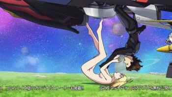 10s 1boy angelise_ikaruga_misurugi animated animated_gif ass carrying cross_ange gloves grabbing_another&#039;s_ass groping lowres mecha_pilot_suit nude plugsuit tagme tusk_(cross_ange) what