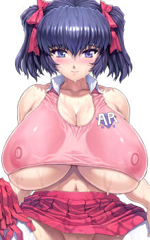 1girl breasts highres huge_breasts mogudan skirt sweat tagme