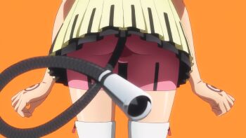 10s 1girl android ass bare_arms bike_shorts dimension_w dress female_focus from_behind layered_dress plug short_dress skirt solo tail upskirt yurizaki_mira