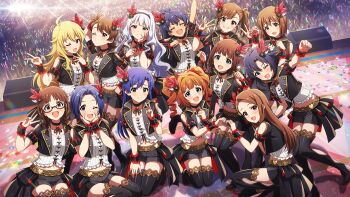 Rule 34 | 6+girls, akizuki ritsuko, amami haruka, black hair, blonde hair, blue eyes, blue hair, boots, brown eyes, brown hair, closed eyes, confetti, double v, drill hair, futami ami, futami mami, game cg, ganaha hibiki, glasses, glowstick, grey hair, grin, hagiwara yukiho, hairband, heart, heart hands, hoshii miki, idol clothes, idolmaster, idolmaster million live!, idolmaster million live! theater days, jacket, kikuchi makoto, kisaragi chihaya, minase iori, miura azusa, multiple girls, navel, official art, one eye closed, open mouth, orange hair, purple eyes, red eyes, shijou takane, short shorts, shorts, smile, takatsuki yayoi, thigh boots, twin drills, v, wrist cuffs