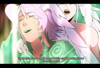 1boy 1girl breasts convenient_censoring dominatrix fusion hetero high_entia highres kallian_(xenoblade) kallian_antiqua lorithia_(xenoblade) meme nintendo nude nyantcha tagme telethia