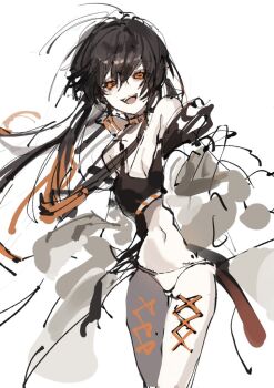 Rule 34 | 1girl, amo empool, brown dress, brown hair, corset piercing, dress, gachiakuta, highres, long hair, looking at viewer, open clothes, open dress, open mouth, orange ribbon, panties, ribbon, simple background, smile, solo, underwear, white background, white panties, white sleeves, zhemdpvmfptm