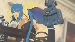 1boy 1girl 3d abs animated arms_behind_back ass_smack blue_hair blue_skin bouncing_breasts breasts cheating_(relationship) clothed_sex colored_skin commission cumskeleton dizzy_(guilty_gear) from_behind grey_hair guilty_gear guilty_gear_strive guilty_gear_xrd hair_ornament happy_chaos hetero indoors interior jellyfishjubilee large_breasts long_hair looping_animation muscular muscular_male netorare orange_eyes rape rouge_nine sex sex_from_behind slapping sound sound_effects spanking standing standing_sex thick_thighs thigh_strap thighs twintails very_long_hair video wide_hips x-shaped_eyewear