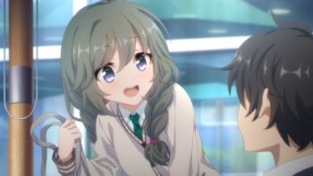 Rule 34 | 1boy, 1girl, ahoge, blue eyes, braid, low twin braids, necktie, official alternate costume, official art, outdoors, princess connect!, short hair, twin braids, yuni (princess connect!), yuni (real) (princess connect!), yuuki (princess connect!)