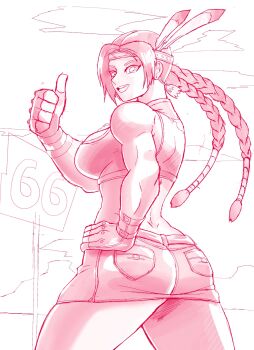 1girl ass breasts highres huge_ass julia_chang large_breasts muscular muscular_female namco native_american sketch solo tekken unclered