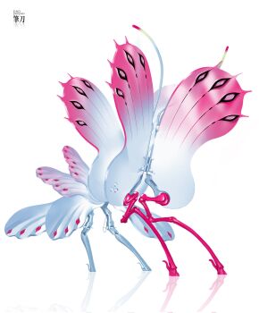 1other abstract antennae artist_name commentary daopenpen english_commentary full_body highres machine no_humans non-humanoid_robot original reflection robot science_fiction simple_background white_background wings