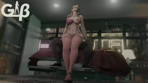 3d aerith_gainsborough animated assertive_female bed bouncing_breasts bra braid braided_ponytail breasts brown_hair curvy dark-skinned_male dark_skin facing_viewer final_fantasy final_fantasy_vii final_fantasy_vii_remake fishnets generalbutch glasses green_eyes head_back highres indoors interracial large_breasts long_hair night nude one_breast_out penis rain red_bra red_thighhighs reverse_cowgirl_position sex sound source_filmmaker_(medium) spanked straddling thick_thighs thighhighs thighs uncensored underwear video wide_hips