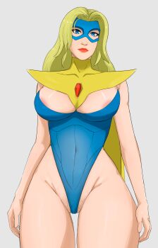 1girl abs blonde_blazer blonde_hair breasts coyota dispatch_(game) female_focus highres large_breasts long_hair muscular muscular_arms muscular_female solo tagme thick_thighs thighs