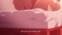 1boy 1girl animated arms_around_neck ass bed black_hair breast_sucking breasts censored cum drooling french_kiss grabbing_another&#039;s_ass groping hair_intakes kiss large_breasts long_hair navel nipples nonohara_yuzuka nonohara_yuzuka_no_himitsu_no_haishin nude purple_eyes sex straddling sweat tagme tongue torogao upright_straddle vaginal video
