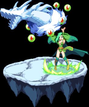 1990s_(style) 1girl boots breasts cape cleavage detached_sleeves female_focus final_fantasy final_fantasy_iv full_body green_hair large_breasts leotard long_hair lowres mist_dragon pixel_art retro_artstyle rydia_(adult)_(ff4) rydia_(ff4) solo summoning thighhighs transparent_background warabin_(suteki_denpun)