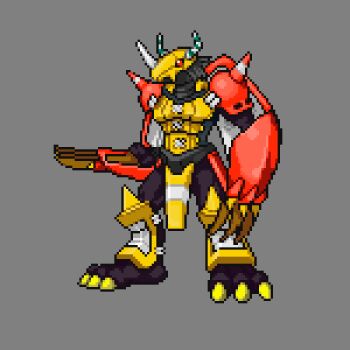 Rule 34 | 1boy, armor, claws, digimon, digimon (creature), digimon rearise, dragon boy, gamer5020, grey background, horns, red eyes, simple background, wargreymon, wargreymon (story climax anniversary ver.)