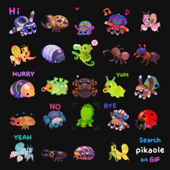 !? >_< animal animal_focus animated animated_gif ant artist_name baby_bottle banknote beetle black_background black_eyes bottle bug caterpillar clapping commentary crying drinking english_commentary english_text heart holding holding_bottle holding_money insect ladybug money no_humans nodding original pacifier peacock_spider pikaole pillbug praying_mantis running simple_background smile solid_circle_eyes spider waving