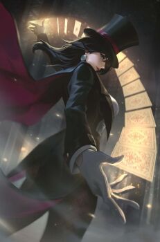 1girl artist_request dc_comics gloves hat lips magician smile source_request tagme top_hat zatanna_zatara