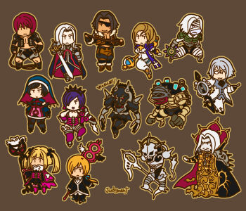 aeon alucard_(castlevania) armor carmilla castlevania_(series) castlevania_judgment chibi cornell death_(castlevania) dhampir dracula eric_lecarde golem golem_(castlevania_judgment) half-human konami maria_renard ralph_c_belmont shanoa_(castlevania) simon_belmont sypha_belnades undead vampire werewolf