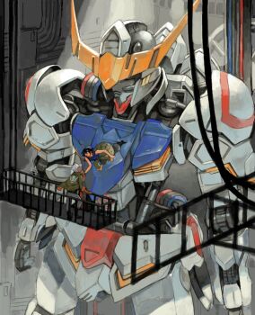 Rule 34 | 2boys, bad drawr id, bad id, catching, character request, gundam, hangar, jumping, light rays, mecha, midorikawa, multiple boys, oekaki, robot, wire