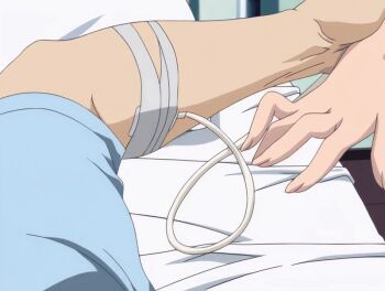 00s 1boy 1girl 2004 animated animated_gif anime_screenshot bandages bed bible_black bible_black_new_testament bouncing_breasts bra breasts clothes_lift forced grabbing_another&#039;s_arm harada_eri hospital hospital_bed imminent_rape large_breasts nipples nurse open_clothes open_shirt oshima_takeshi pantyhose patient shin_bible_black tagme underwear white_pantyhose