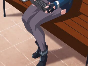 00s 2007 2girls animated animated_gif bench bible_black bible_black_new_testament black_thighhighs blazer bouncing_breasts bow bowtie breasts brown_hair cleavage cleavage_cutout closed_eyes clothing_cutout computer dark_thighhighs earrings female_focus fingerless_gloves gloves ichikawa_aki imari_kurumi jacket jewelry laptop large_breasts lipstick long_coat long_hair makeup miniskirt multiple_girls patch purple_hair red_eyes shin_bible_black shoes shoulder_patch side_ponytail sidelocks sitting skirt sky sleeping surprised tagme thighhighs tokken_division