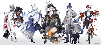 5boys :d ;d anchor animal_ears aogiri_eito armband asymmetrical_sidelocks bandaged_chest bandaged_hand bandaged_head bandaged_leg bandages bandages_over_clothes barcode barefoot belt bicorne black_boots black_bow black_bowtie black_coat black_gloves black_hair black_jacket black_pants black_ribbon black_shirt black_shoes black_socks black_suit black_vest blonde_hair blue_eyes blue_fire blue_hair blue_hakama blue_nails boots bottle boutonniere bow bowtie butler buttons cake candle candy uneven_footing ceo_kazari chain chain_necklace claws closed_mouth coat coat_on_shoulders coffin collar collared_coat collared_shirt colored_extremities colored_skin cookie copyright_notice cropped_vest cross cross_tie cuff_links curtained_hair double-breasted dress_pants dress_shoes earrings eyewear_on_head facial_mark falling_petals fang fang_out fire floral_print flower fold-over_boots food food-themed_earrings food_art food_themed_earrings formal_clothes fox_boy fox_ears fox_tail fringe_trim full_body ghost ghost_pose glasses gloves gradient_hair grey_belt grey_coat grey_eyes grey_hair grey_nails grey_pants grey_scarf grey_skin hair_between_eyes hair_flower hair_ornament hakama hakama_pants halloween_costume hat hat_feather highres hiiragi_tsurugi hitodama holding holding_chain holding_leash holding_tray id_card jack-o'-lantern jacket japanese_clothes jewelry kemonomimi_mode kimono kitsune kuga_leo lab_coat lace-up_boots lapels large_bow large_tail latin_cross leash leg_belt letter_earrings lineup lollipop long_coat long_hair long_sleeves looking_at_viewer male_focus marshmallow mismatched_earrings mole mole_under_eye multicolored_hair multiple_boys multiple_rings multiple_tails nail_polish necklace neo-porte notched_lapels official_art one_eye_closed open_clothes open_coat open_mouth orange_armband orange_belt orange_bow orange_coat pants partially_unbuttoned patchwork_skin paw_pose pendant perfume_bottle petals pink_eyes pirate pirate_costume pirate_hat pocket_square print_scarf profile puffy_pants pumpkin pumpkin_earrings red_coat red_eyes red_flower red_hair red_rose red_socks ribbon ribbon-trimmed_sleeves ribbon_trim ring rope rose sample_watermark scarf semi-rimless_eyewear shimenawa shirt shirt_tucked_in shoes short_hair sidelocks sideways_glance simple_background single_glove skull skull_and_crossbones skull_necklace smile socks standing standing_on_one_leg stitched_face stitches stole striped_bow suit suit_jacket swirl_lollipop tail tail_ornament talisman tassel thigh_strap thorns torii traditional_bowtie tray triangular_headpiece turtleneck turtleneck_shirt two-sided_coat two-sided_fabric under-rim_eyewear underpec undershirt urokomi_sui vest virtual_youtuber watermark waving whisker_markings white_background white_belt white_coat white_collar white_flower white_kimono white_pants white_rose white_shirt white_shoes white_tail white_vest wide_sleeves wolf wolf_boy wolf_ears wolf_tail wrapped_candy wrist_bow xdakn zombie zombification