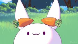 1girl 3d :3 :o angry animal_ears animated artist_name audible_music audible_speech black_gloves blender_(medium) breasts brown_hair bush carrot_hair_ornament charging_forward cleavage don-chan_(usada_pekora) dress english_text eyebrows_hidden_by_hair food-themed_hair_ornament fur_trim gloves hair_ornament headpat hiding hololive huge_filesize leaning_back leggings pekomon_(usada_pekora) pointing rabbit_ears rabbit_girl sad short_eyebrows small_breasts smile sound squatting thinking usada_pekora usada_pekora_(1st_costume) video virtual_youtuber white_dress wind yoolie