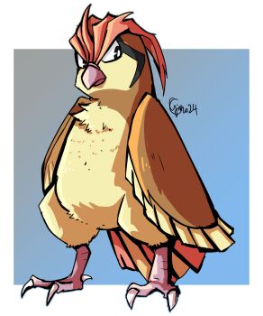 absurdres beak bird destinywebgio gen_1_pokemon highres looking_to_the_side nintendo no_humans pidgeotto pokemon pokemon_(creature) signature solo